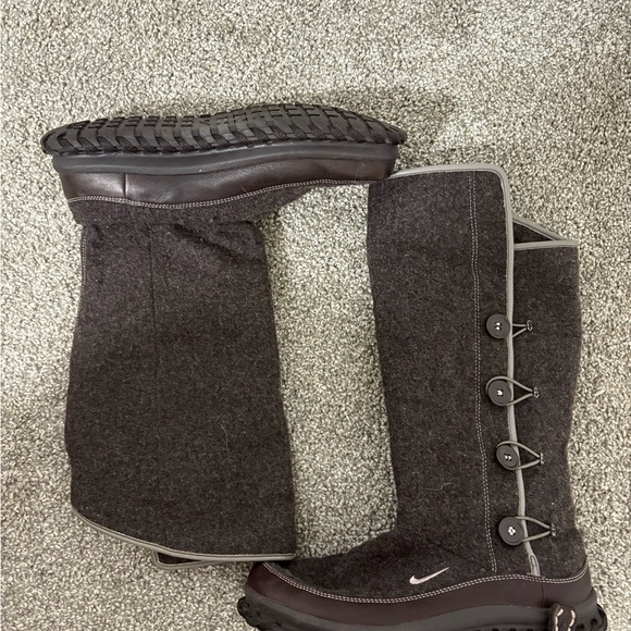 Nike Valenka Wool Soft Grey Winter Sherpa Lined Boots Size 7 - Picture 12 of 13